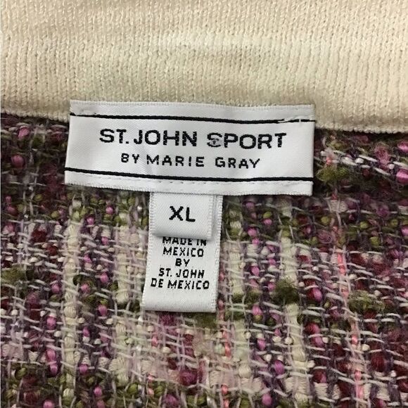 St John Sport By Marie Gray Tweed Knit Sweater Jacket Size XL - Picture 8 of 16
